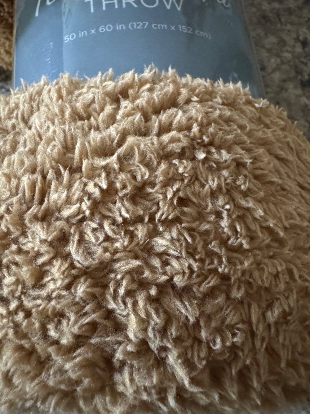 Comfort Bay Teddy Sherpa Throw - Camel Tan - Picture 4 of 4